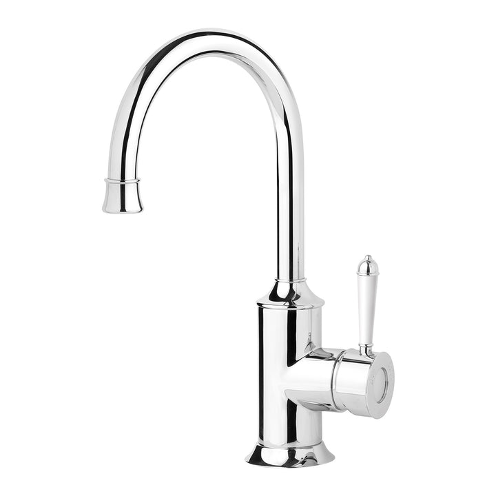 Nostalgia Sink Mixer 160mm Gooseneck - Chrome / Natural White