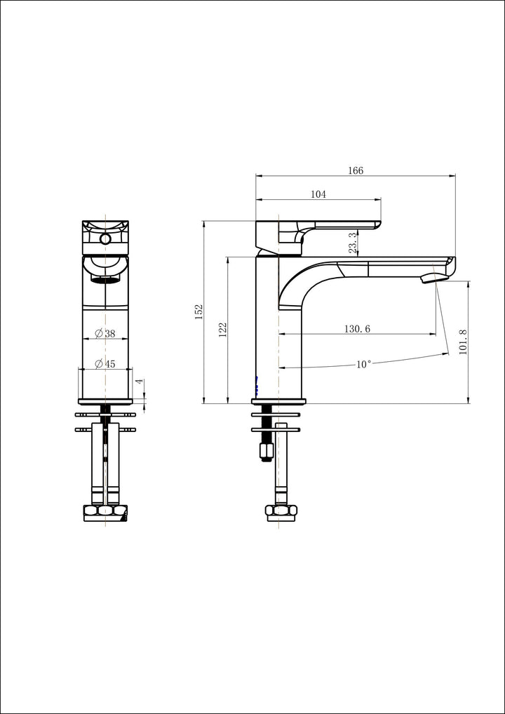 Specification diagram - Nova Basin Mixer