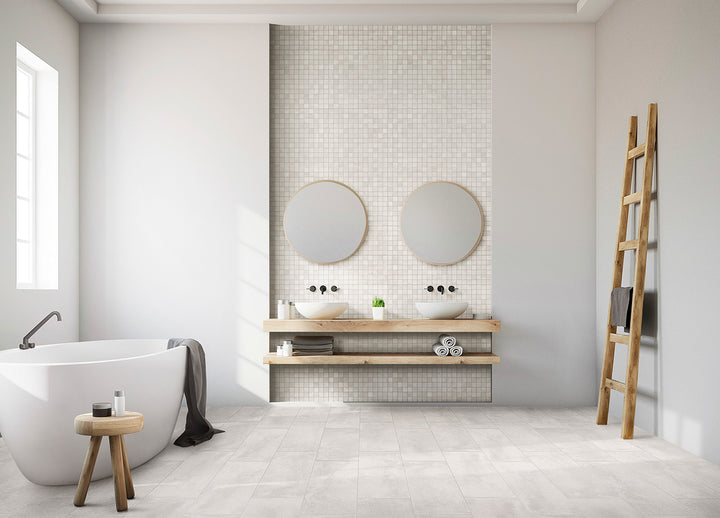 Nordic White Porcelain Tile installed