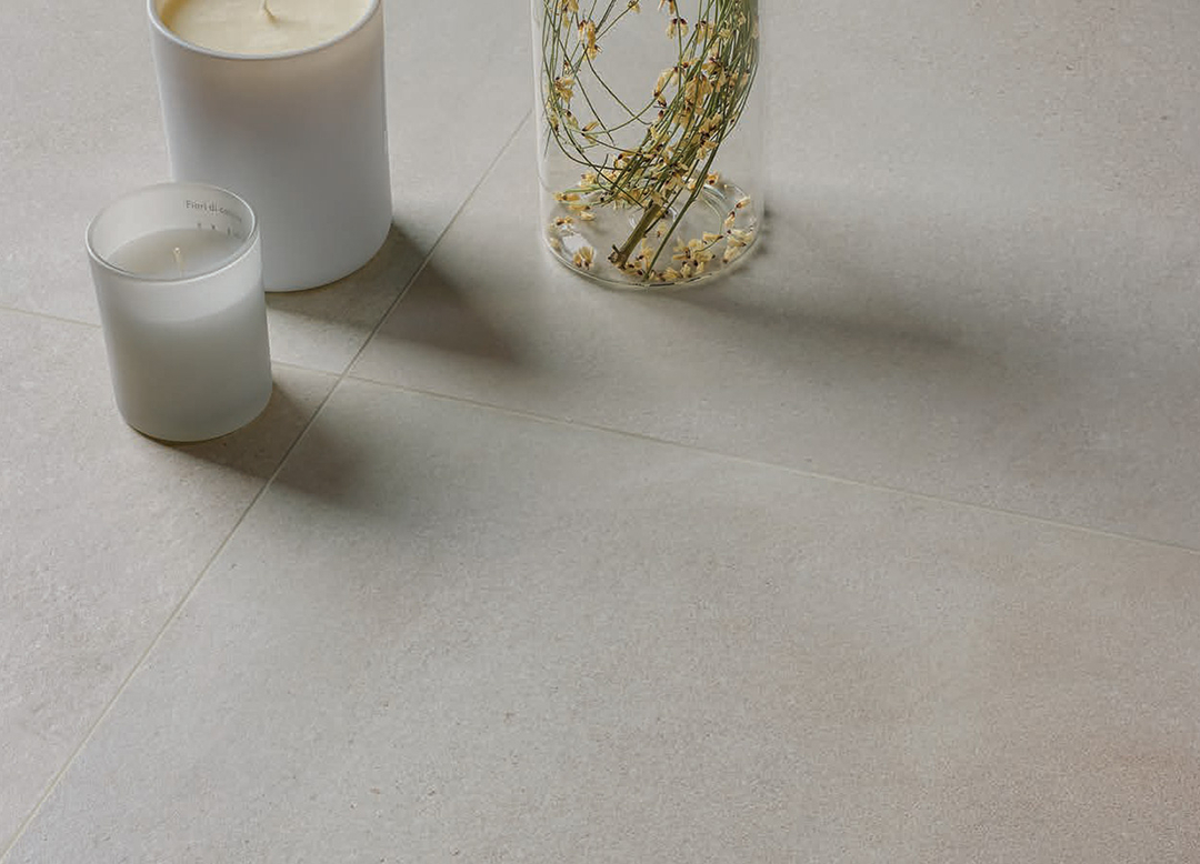 Nordic White Porcelain Tile installed