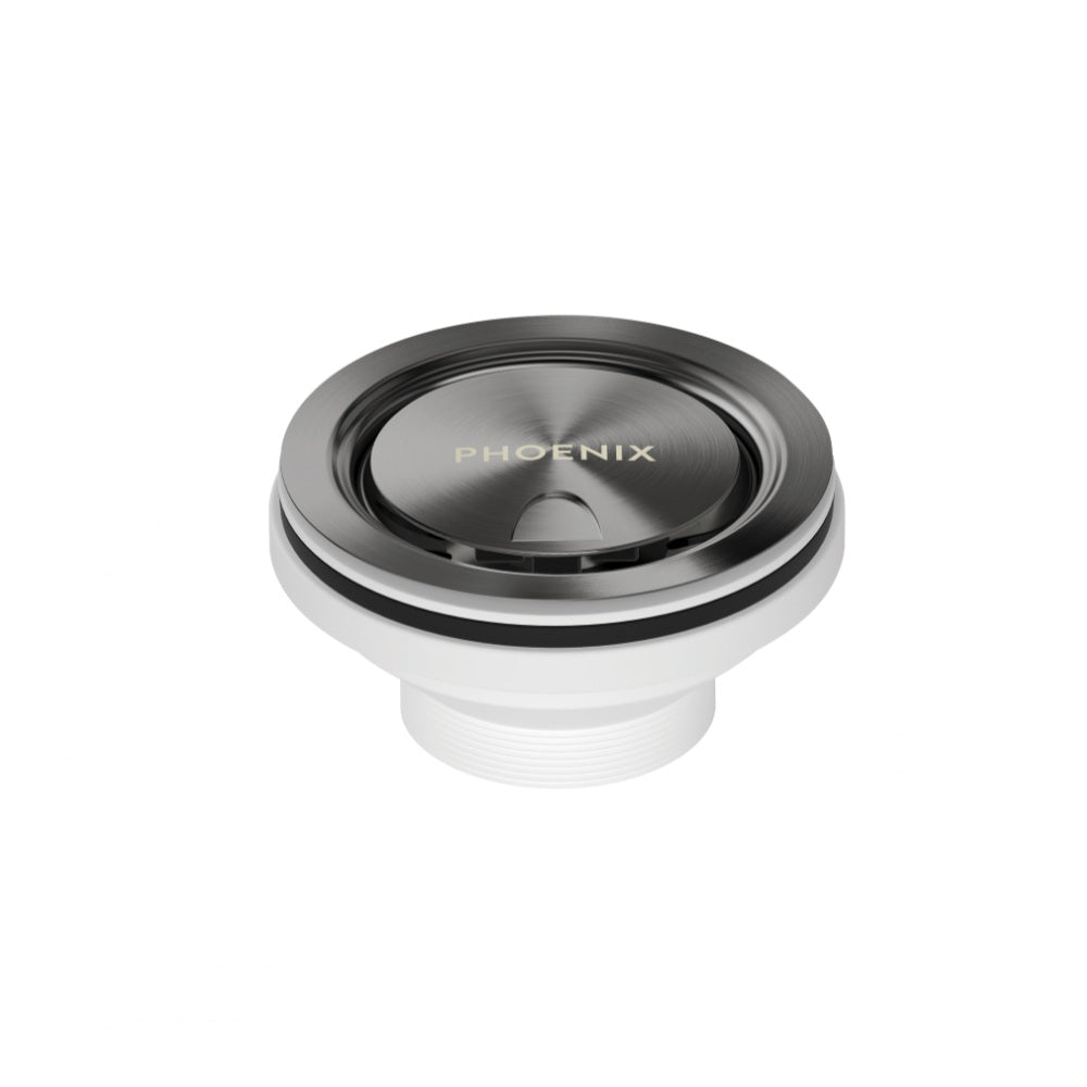 Covered Sink Basket Waste - Brushed Carbon