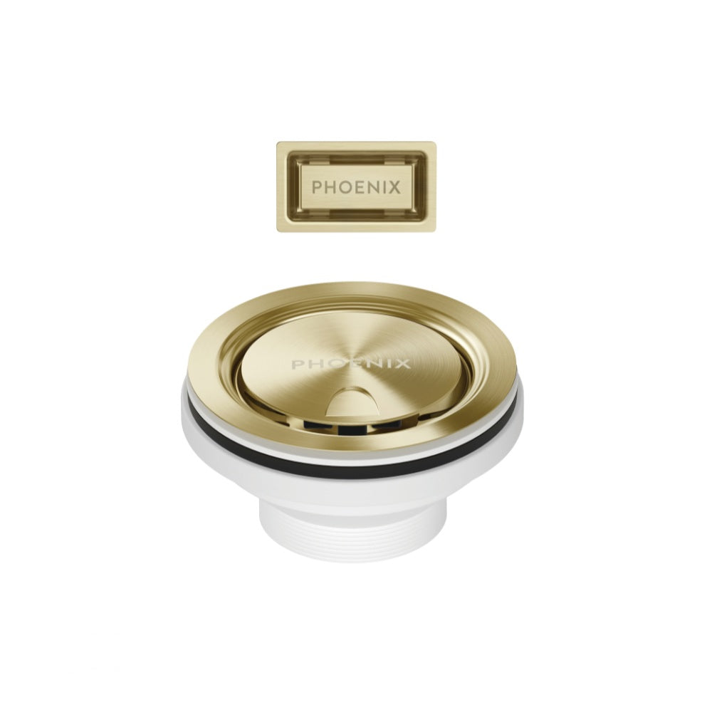 Covered Sink Basket Waste with Overflow - Brushed Gold