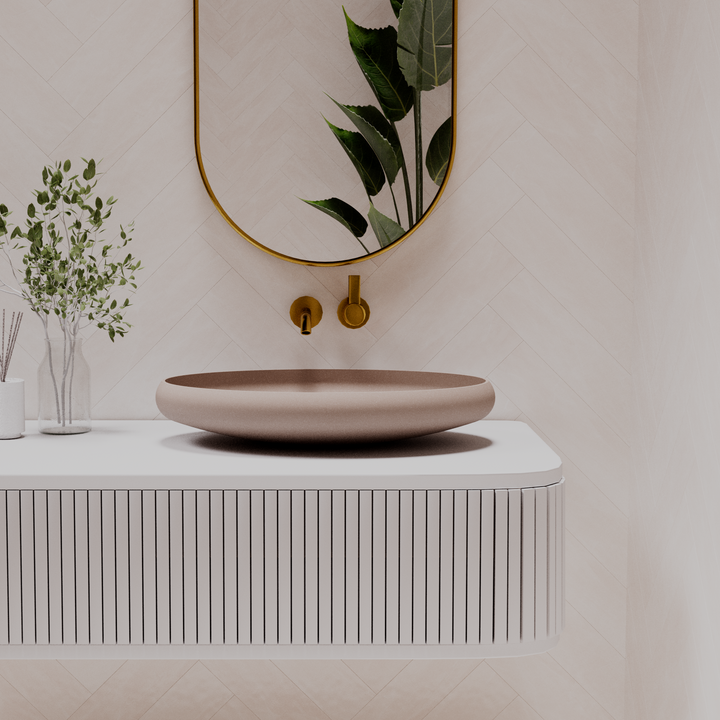 Piero above counter basin — front view