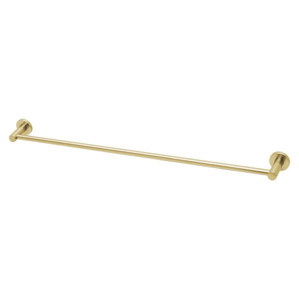 Radii Single Towel Rail 800mm Round Plate - Brushed Gold