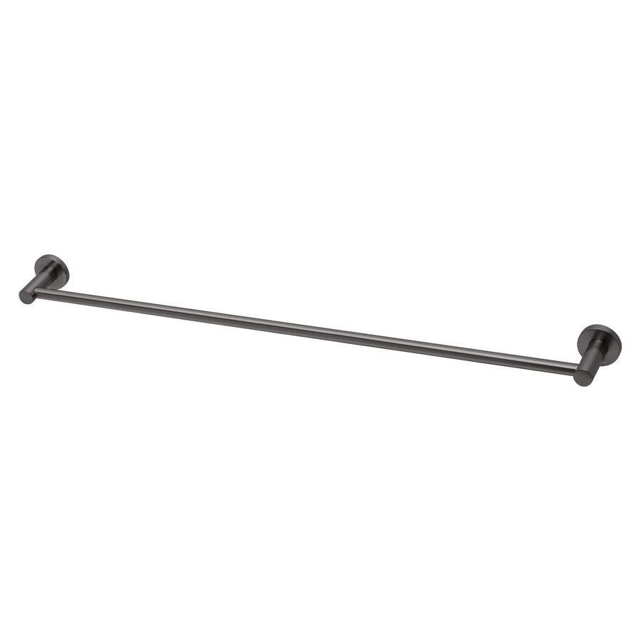 Radii Single Towel Rail 800mm Round Plate - Brushed Carbon