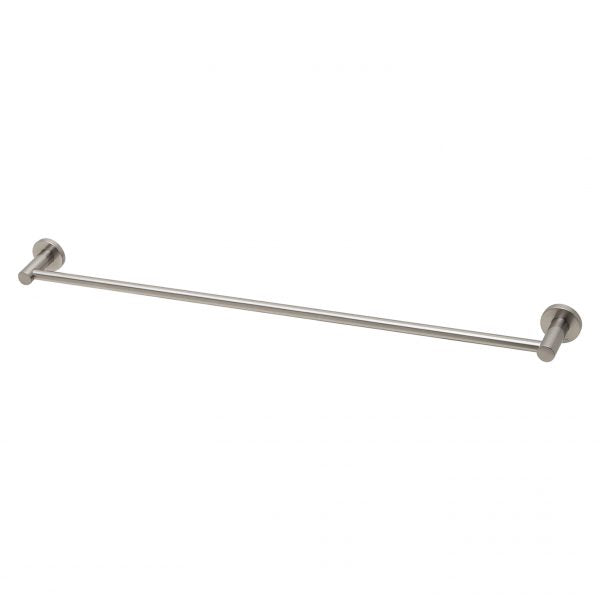 Radii Single Towel Rail 800mm Round Plate - Brushed Nickel