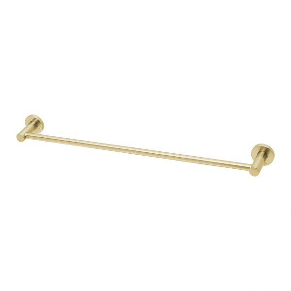 Radii Single Towel Rail 600mm Round Plate - Brushed Gold