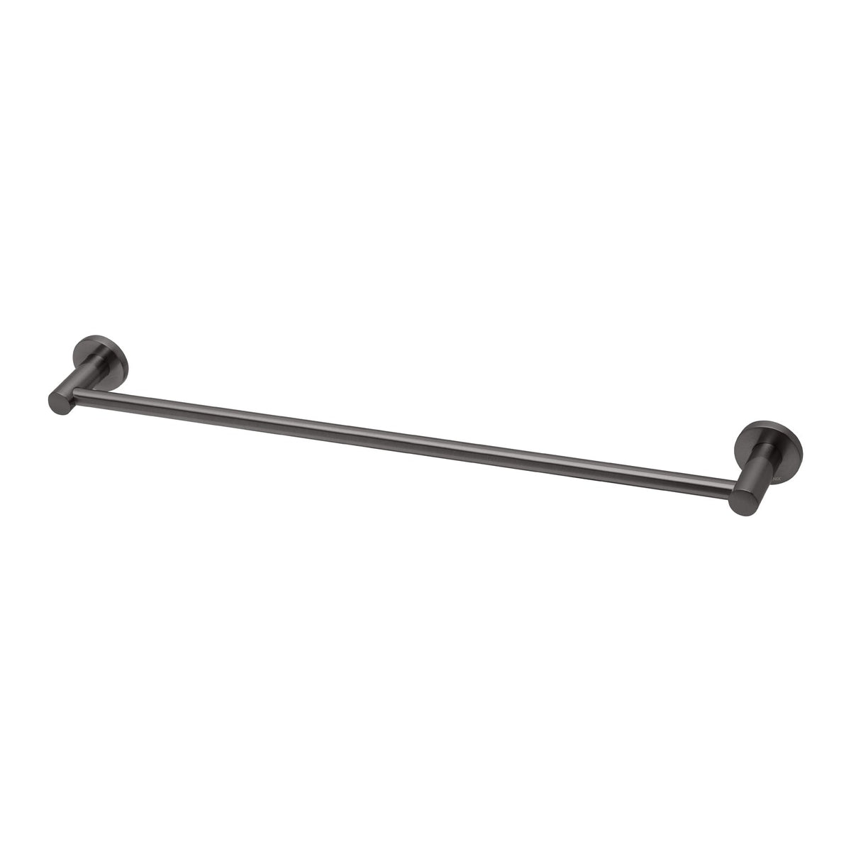 Radii Single Towel Rail 600mm Round Plate - Brushed Carbon