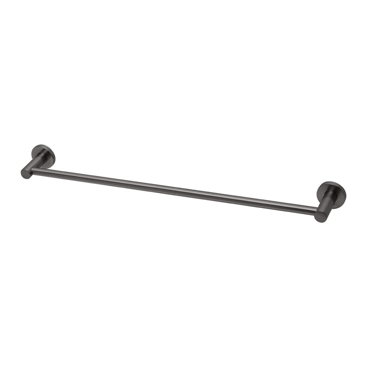 Radii Single Towel Rail 600mm Round Plate - Brushed Carbon