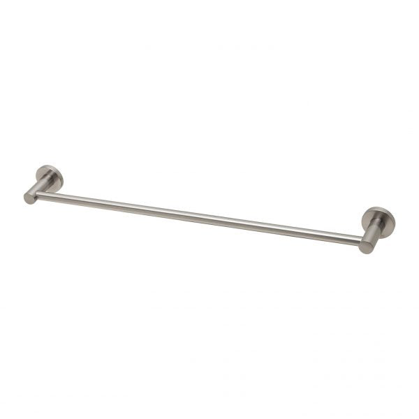 Radii Single Towel Rail 600mm Round Plate - Brushed Nickel