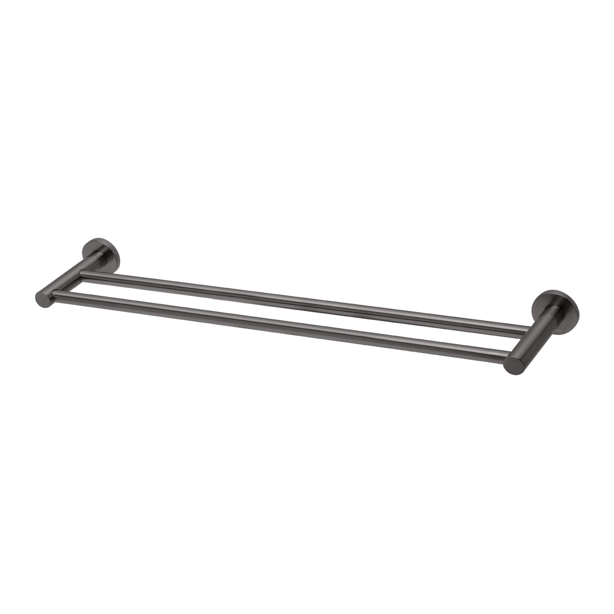 Radii Double Towel Rail 600mm Round Plate - Matte Black