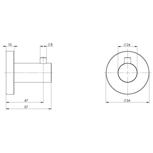 Radii Robe Hook Round Plate - Matte Black