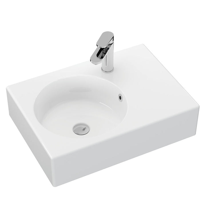Reba Left Bowl Wall Basin - Gloss White