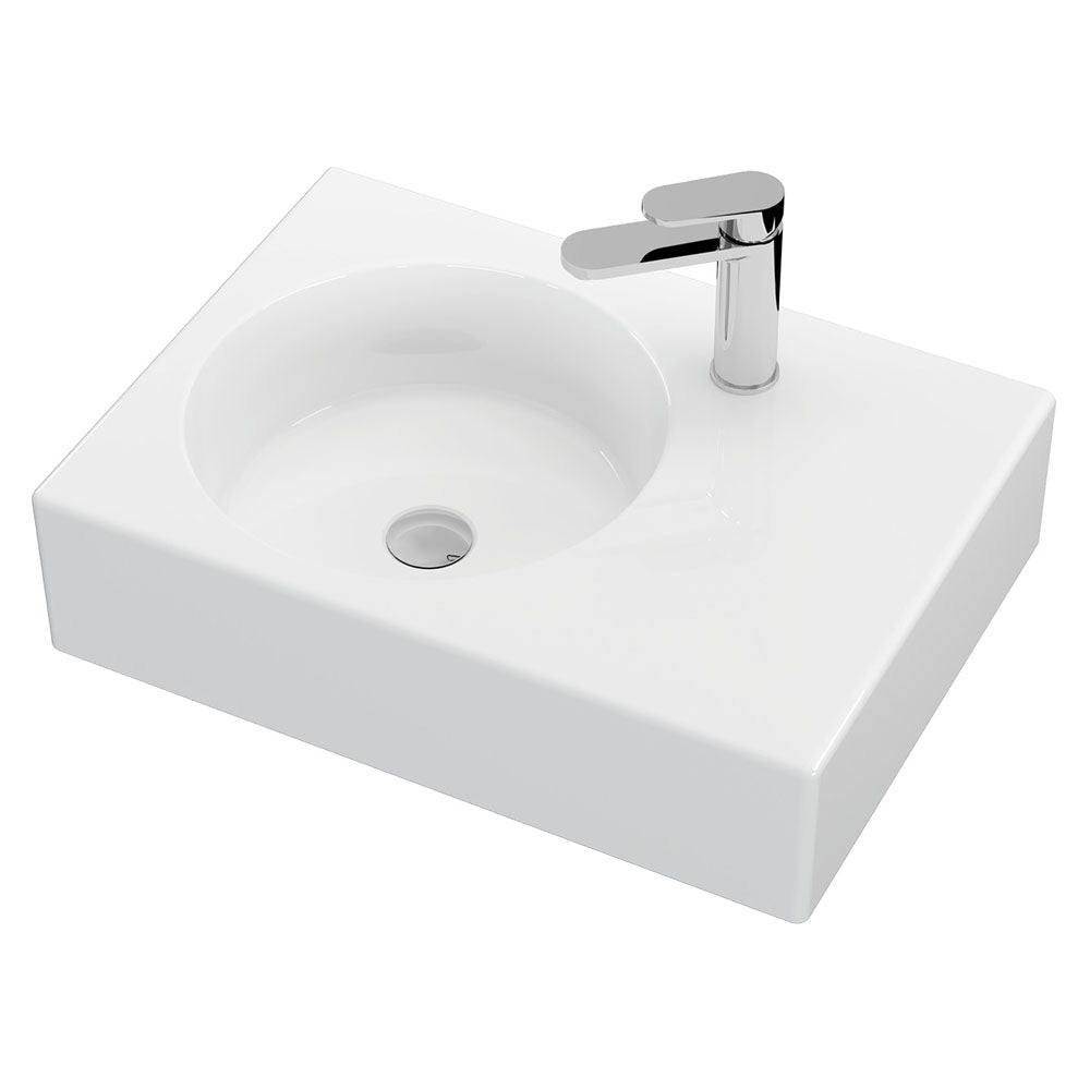 Reba Left Bowl Wall Basin - Gloss White