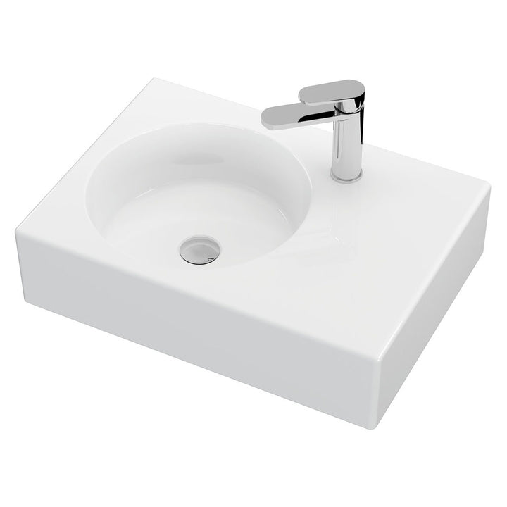 Reba Left Bowl Wall Basin - Gloss White