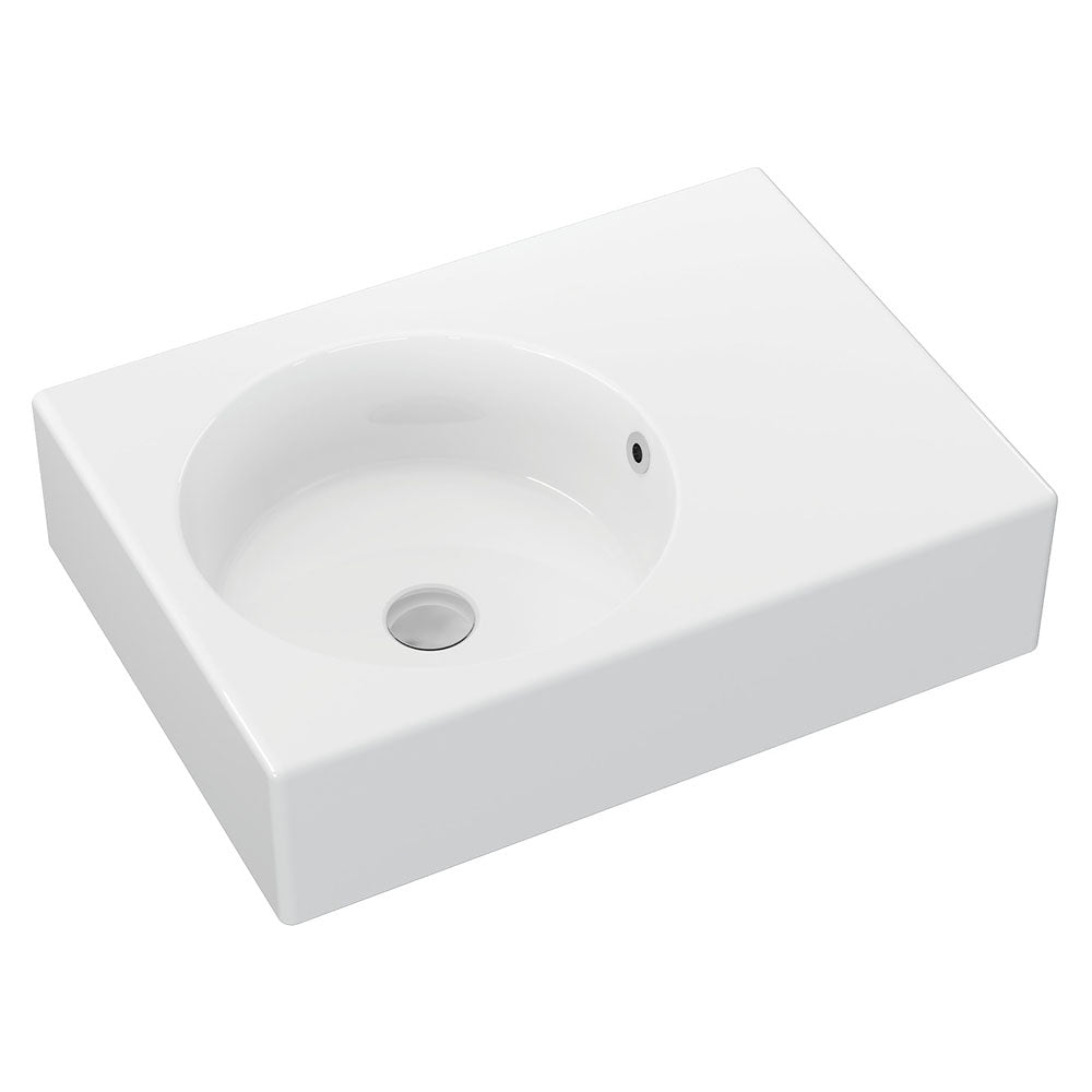 Reba Left Bowl Wall Basin - Gloss White