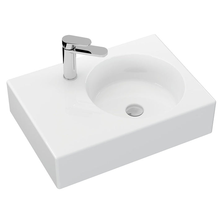 Reba Right Bowl Wall Basin - Gloss White
