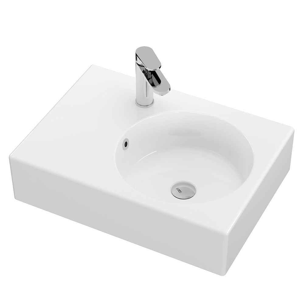Reba Right Bowl Wall Basin - Gloss White