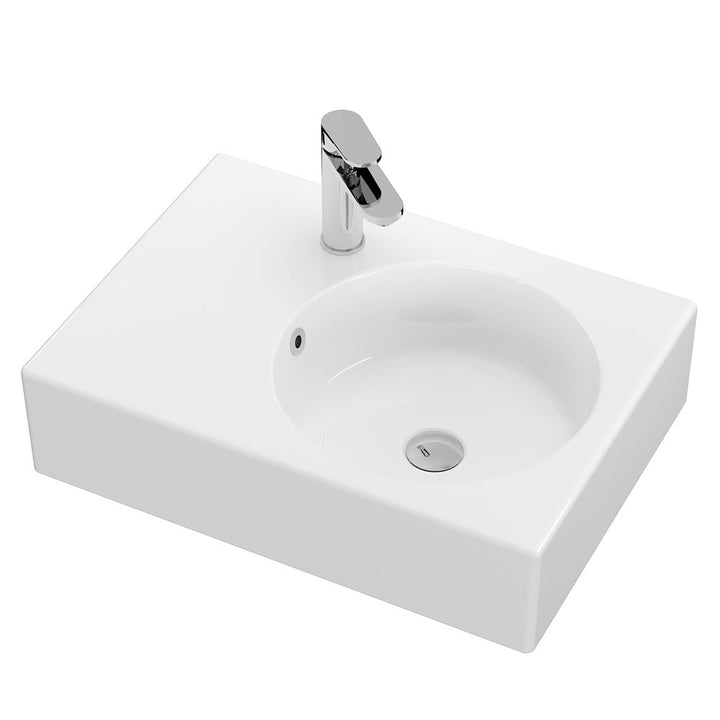 Reba Right Bowl Wall Basin - Gloss White