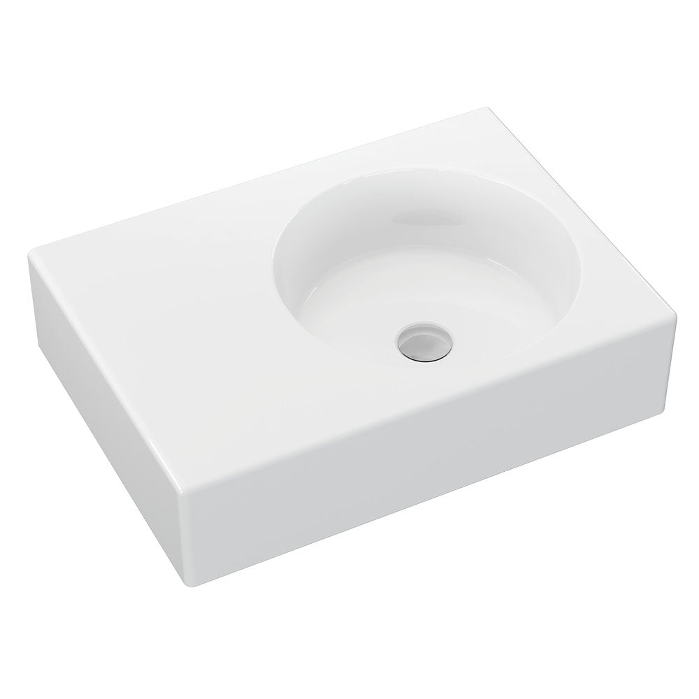 Reba Right Bowl Wall Basin - Gloss White