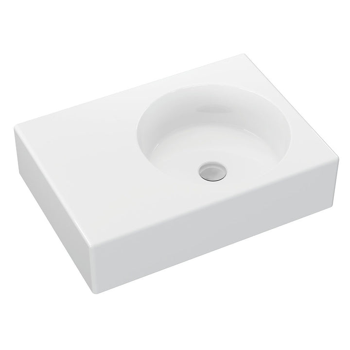 Reba Right Bowl Wall Basin - Gloss White