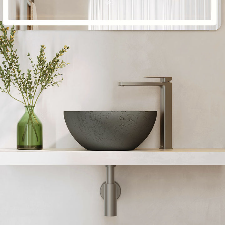 Alba Round Concrete Above Counter Basin - Warm Grey