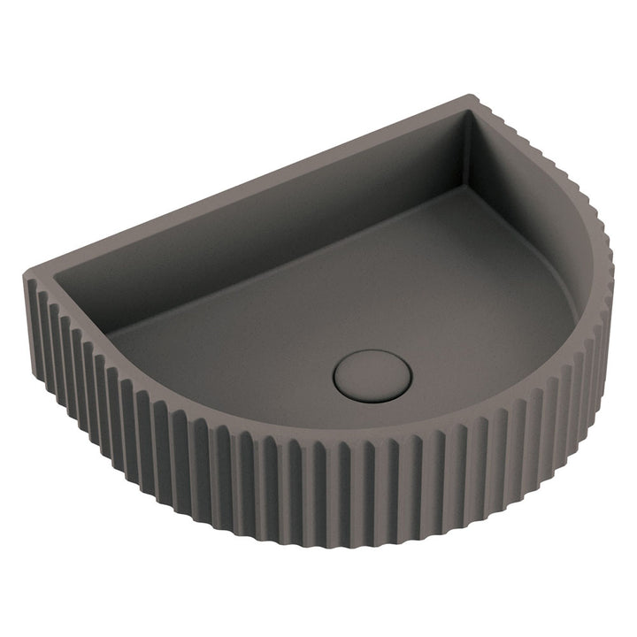 Valentina Fluted Arch Concrete Wall Basin - Warm Grey