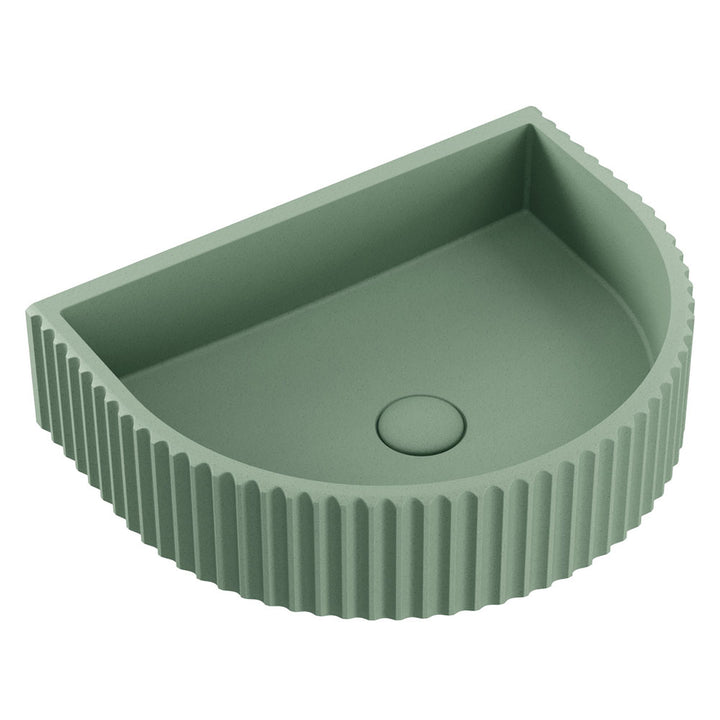Valentina Fluted Arch Concrete Wall Basin - Sage