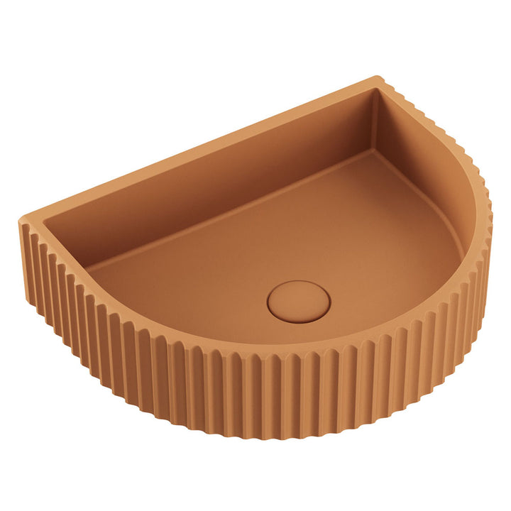 Valentina Fluted Arch Concrete Wall Basin - Tuscan