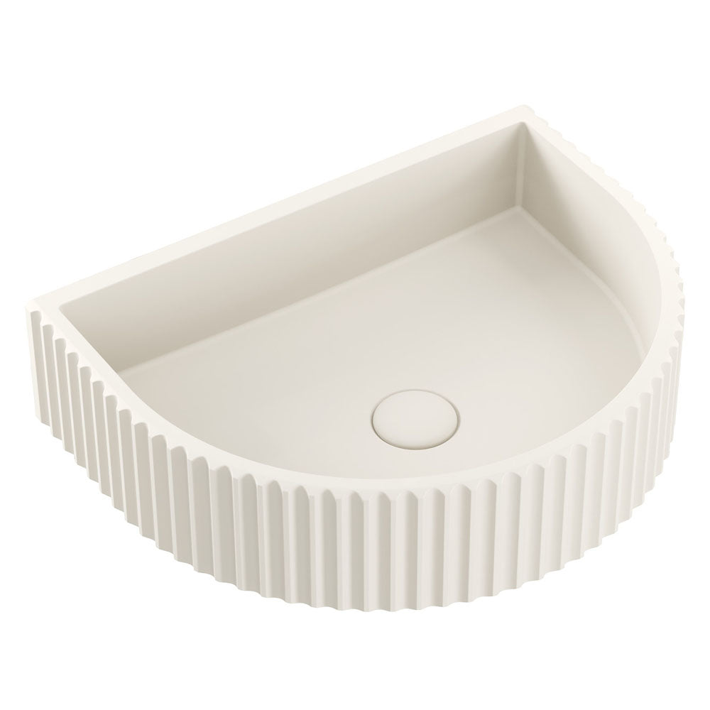 Valentina Fluted Arch Concrete Wall Basin - Warm White