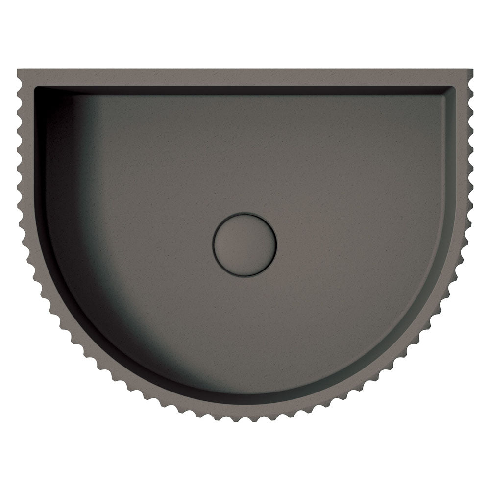 Valentina Fluted Arch Concrete Wall Basin - Warm Grey