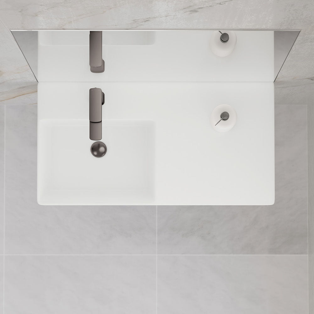 Petra 800 Left-Hand Wall Basin - Gloss White