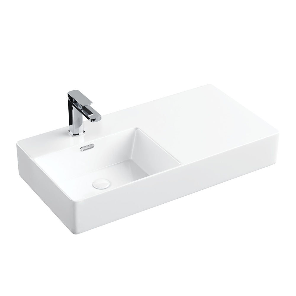 Petra 800 Left-Hand Wall Basin - Gloss White