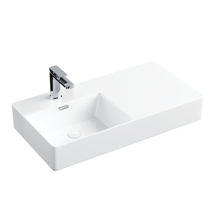 Petra 800 Left-Hand Wall Basin - Gloss White