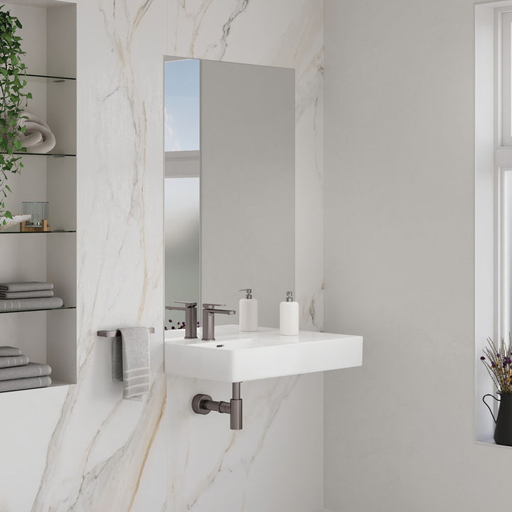Petra 800 Left-Hand Wall Basin - Gloss White