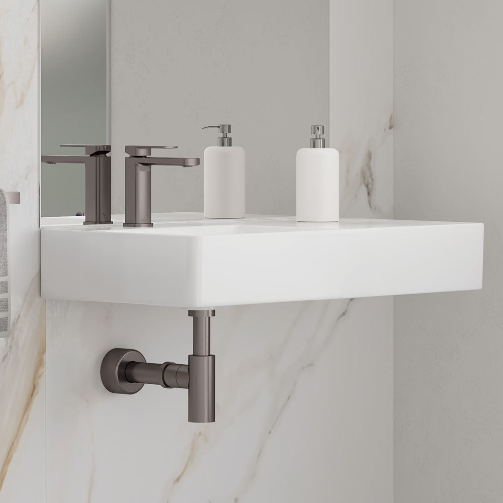 Petra 800 Left-Hand Wall Basin - Gloss White