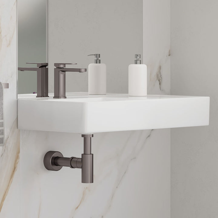 Petra 800 Left-Hand Wall Basin - Gloss White