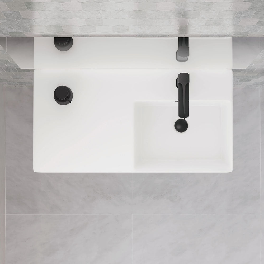 Petra 800 Right-Hand Wall Basin - Gloss White