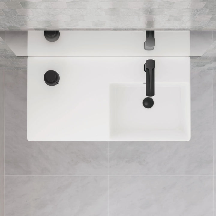 Petra 800 Right-Hand Wall Basin - Gloss White