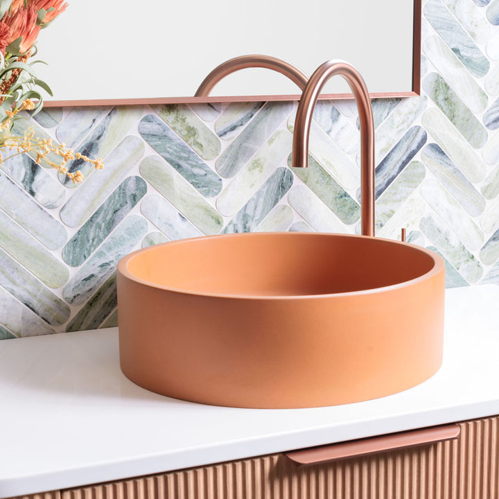 Jada Round Concrete Above Counter Basin - Tuscan