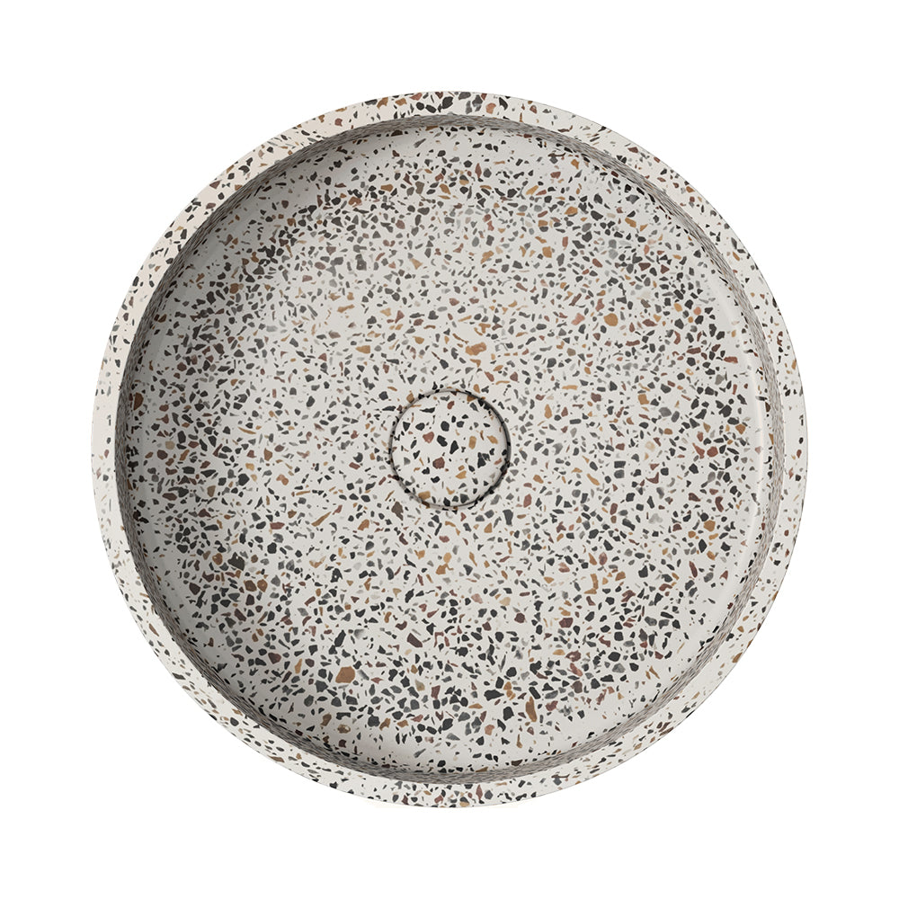 Jada Round Concrete Above Counter Basin - Terrazzo