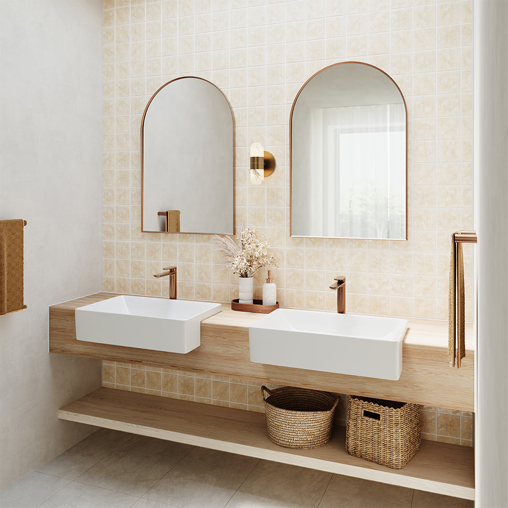 Petra Ceramic Semi-Recessed Basin - Gloss White