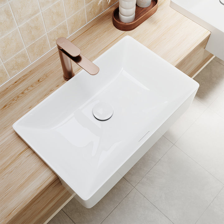 Petra Ceramic Semi-Recessed Basin - Gloss White
