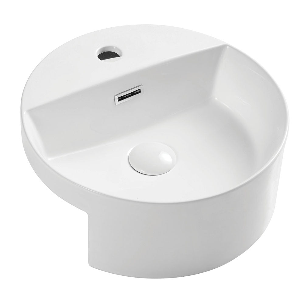 Reba Semi-Recessed Basin With Tap Hole - Gloss White