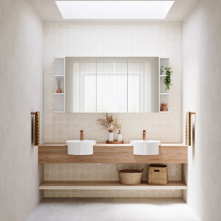 Reba Semi-Recessed Basin With Tap Hole - Gloss White
