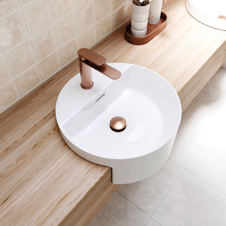 Reba Semi-Recessed Basin With Tap Hole - Gloss White