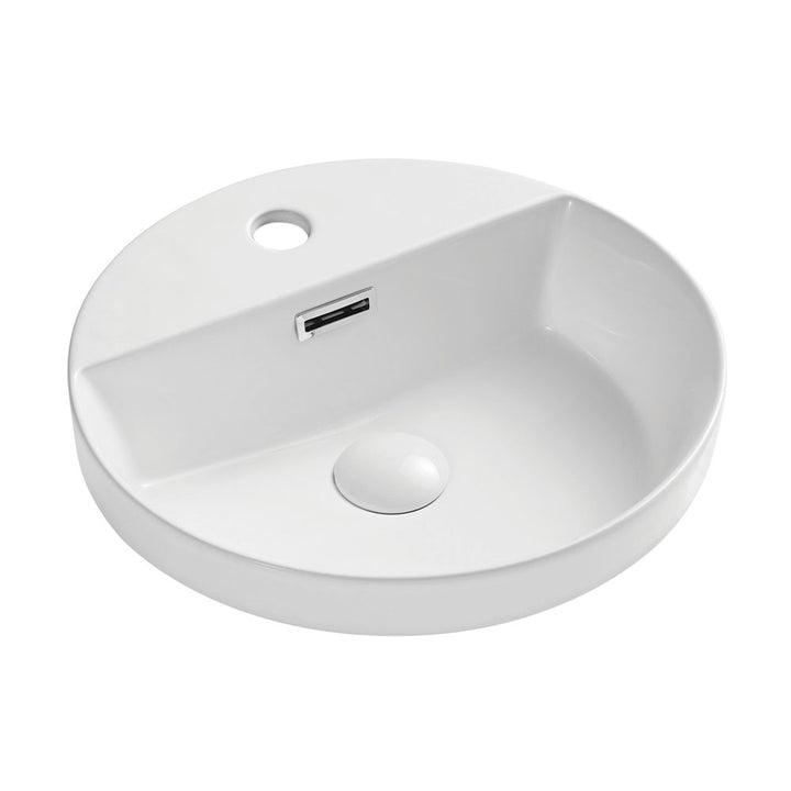 Reba Semi-Inset Basin With Tap Hole - Gloss White