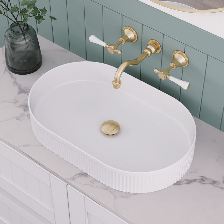 Eleanor Oval Above Counter Fluted Basin - Gloss White