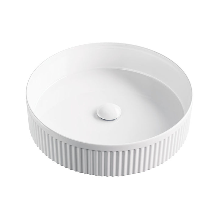 Eleanor Round Above Counter Fluted Basin - Gloss White