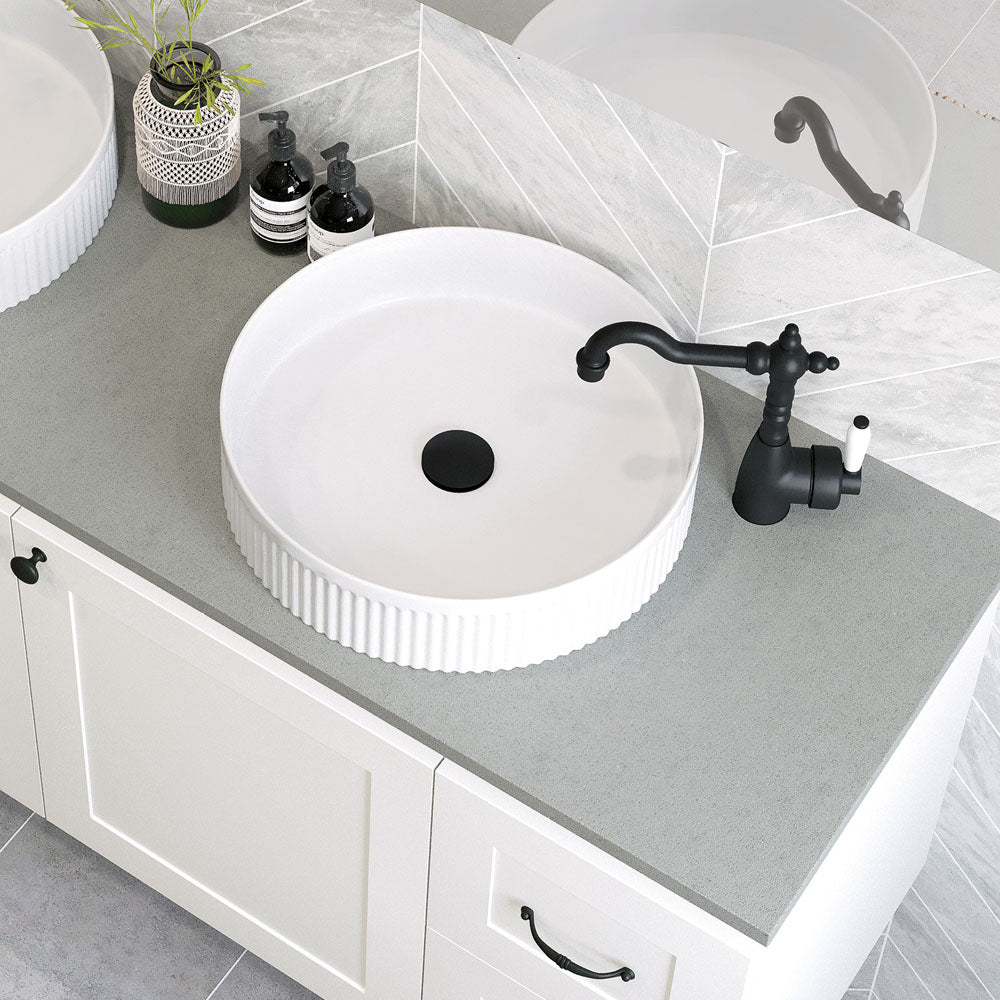 Eleanor Round Above Counter Fluted Basin - Gloss White